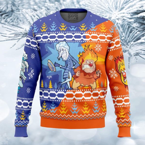 Heat and Snow Miser The Year Without a Santa Claus Ugly Christmas Sweater