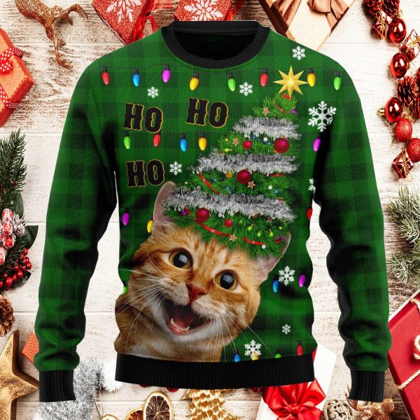 Ho Ho Ho Cat Ugly Christmas Sweater