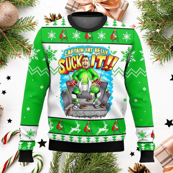 Impractical Jokers Captain Fat Belly Suck It Ugly Sweater
