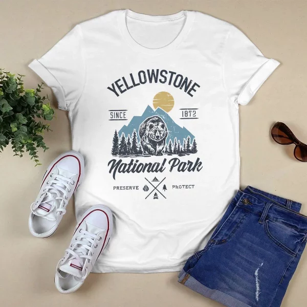 Vintage Retro Yellowstone National Park Hiking Shirt