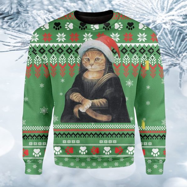 Mona Lisa Cat Ugly Christmas Sweater
