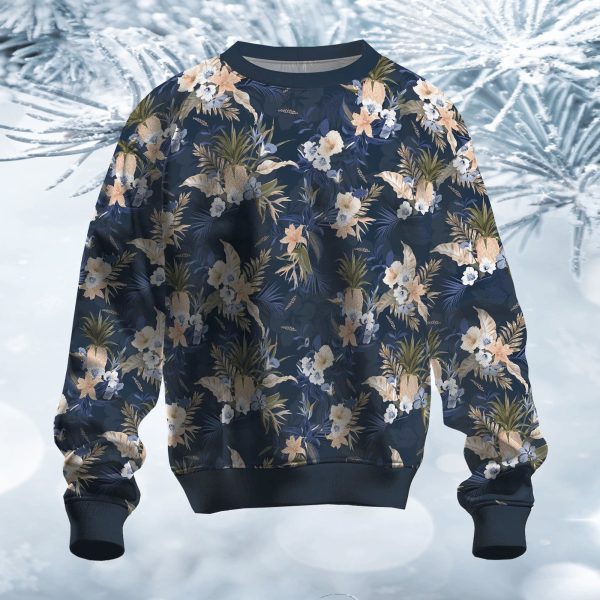 Navy Tropical Ugly Christmas Sweater