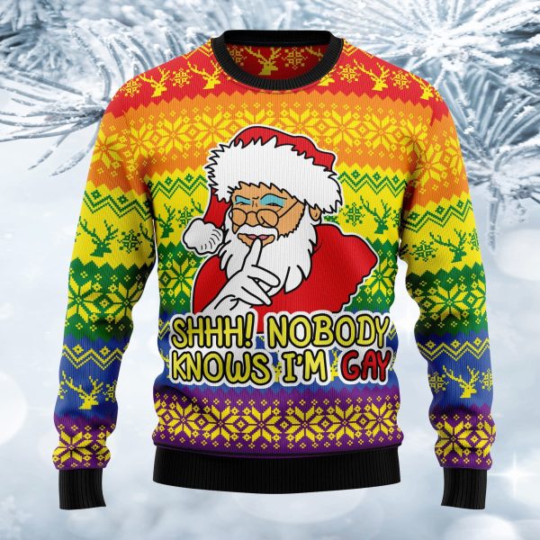 Nobody Knows I'm Gay Ugly Christmas Sweater - Icestork