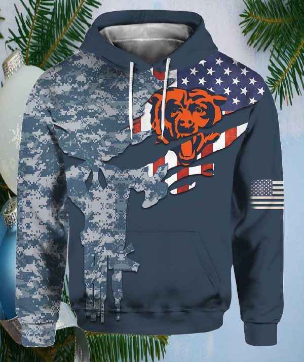 Personalized Bears Special Navy Camo Veteran Design Hoodie
