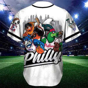 Philadelphia Sport Teams Eagles Phillies Flyers 76ers Baseball Jersey1