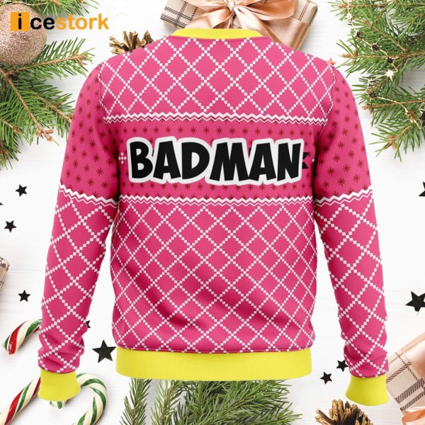 Pink Badman Ugly Christmas Sweater