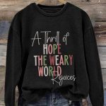 Retro Christmas A Thrill Of Hope The Weary World Rejoices Print Sweatshirt