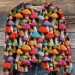 Retro Christmas Mushroom Art Print Sweatshirt