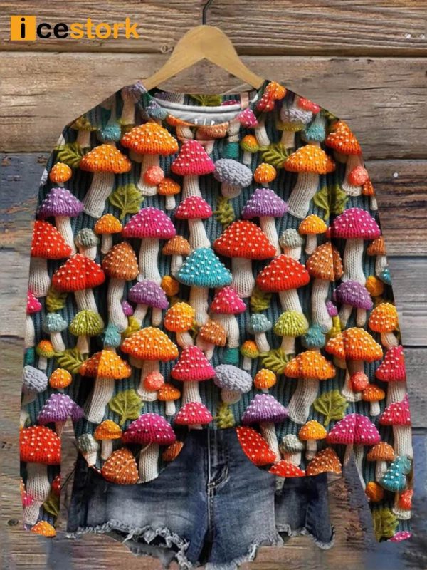 Retro Christmas Mushroom Art Print Sweatshirt