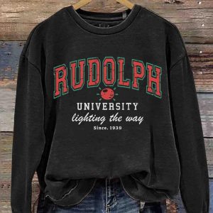 Rudolph University Christmas Print Casual Sweatshirt