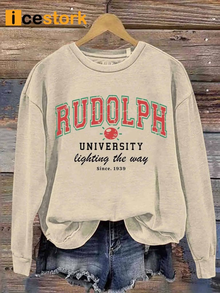 Rudolph University Christmas Print Casual Sweatshirt