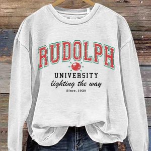 Rudolph University Christmas Print Casual Sweatshirt