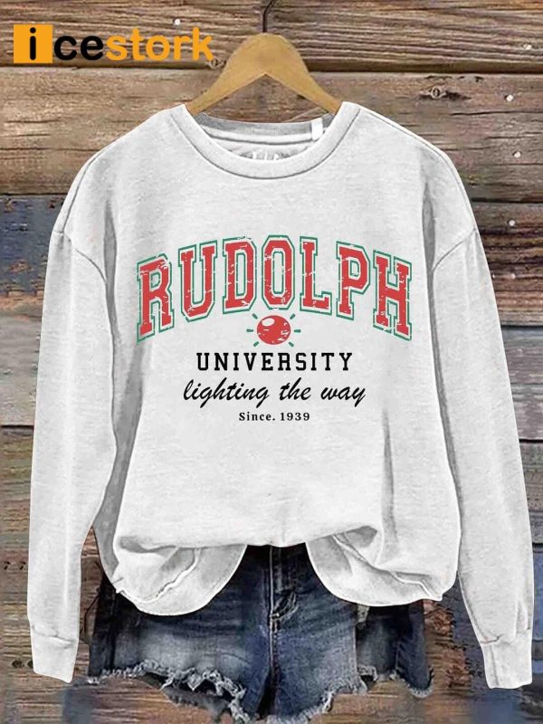 Rudolph University Christmas Print Casual Sweatshirt