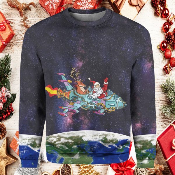 Santa In The Space Ugly Christmas Sweater