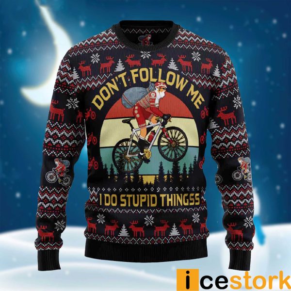 Satan Claus On Mountain Bike Ugly Christmas Sweater