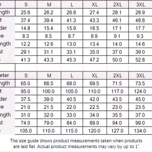 Size Guide Pajama