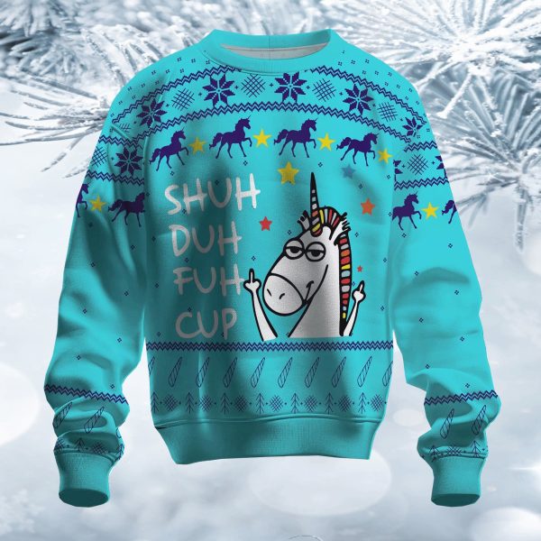 Unicorn Shuh Duh Fuh Cup Ugly Christmas Sweater