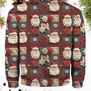 Vintage Christmas Seamless Pattern Print Casual Sweater