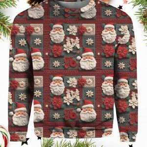 Vintage Christmas Seamless Pattern Print Casual Sweater1