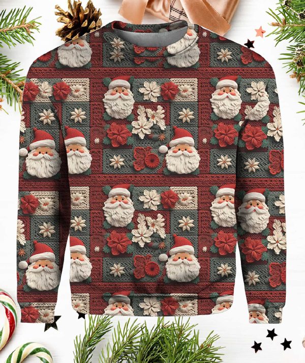 Vintage Christmas Seamless Pattern Print Casual Sweater