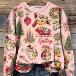 Women’s Christmas Retro Round Neck Sweatshirt