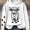 Women’s Cute Baby Highland Cow Casual Hoodie