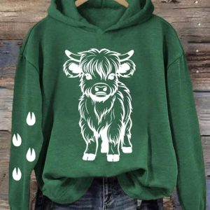 Women's Cute Baby Highland Cow Casual Hoodie