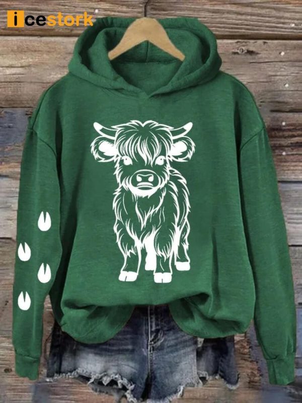 Women’s Cute Baby Highland Cow Casual Hoodie