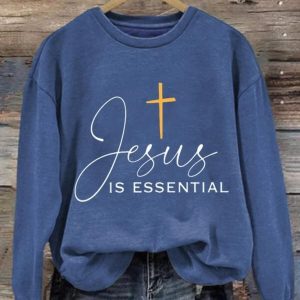 Women's Jesus Is Essential Print Long Sleeve Sweatshirt