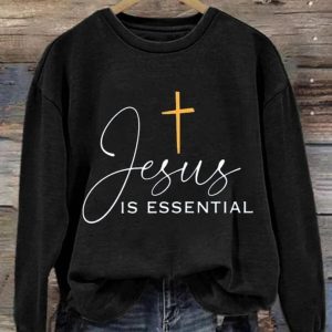 Women's Jesus Is Essential Print Long Sleeve Sweatshirt