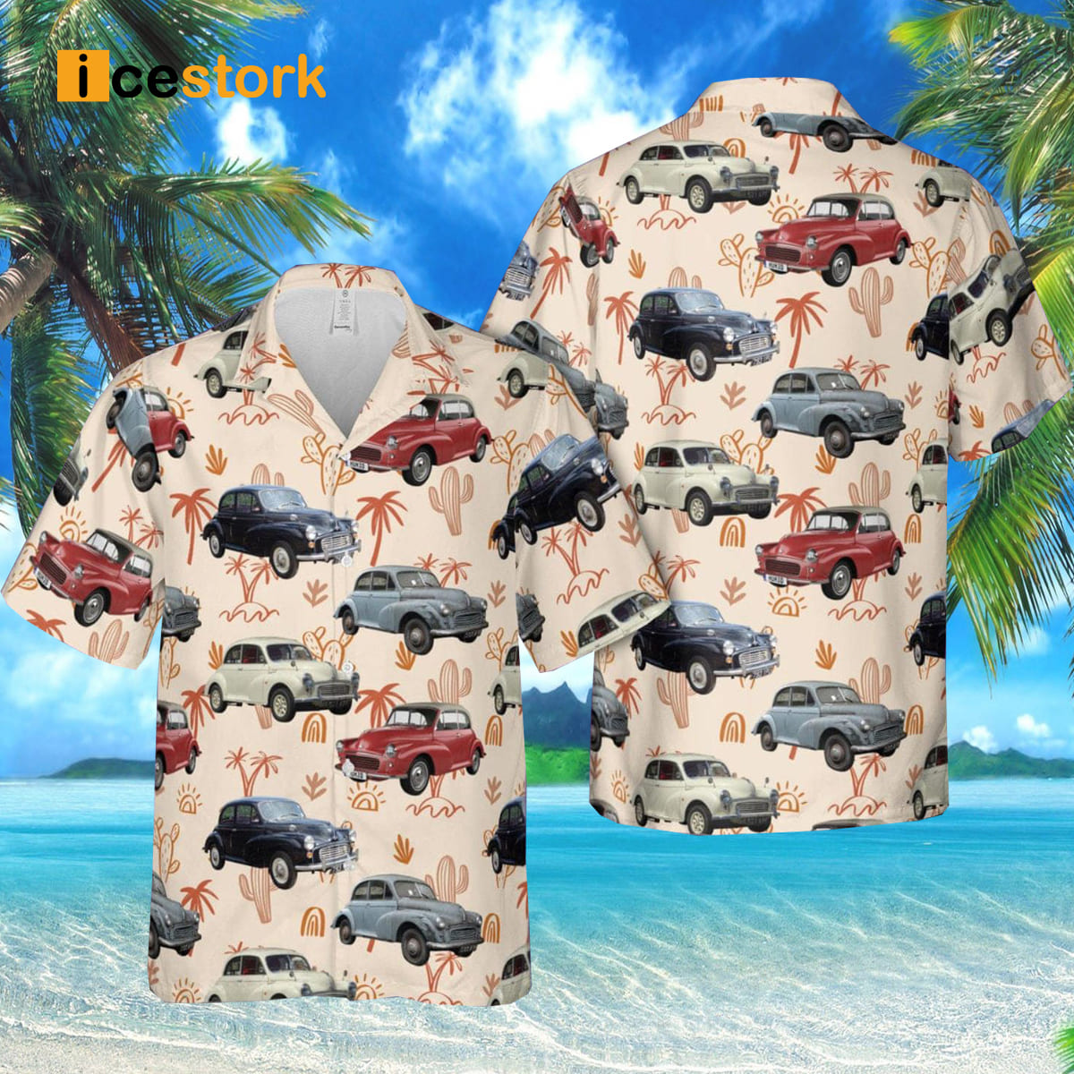 1956 Morris Minor 1000 Aloha Hawaiian Shirt - Icestork