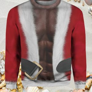 African Black Santa With Muscle Christmas Ugly Sweater