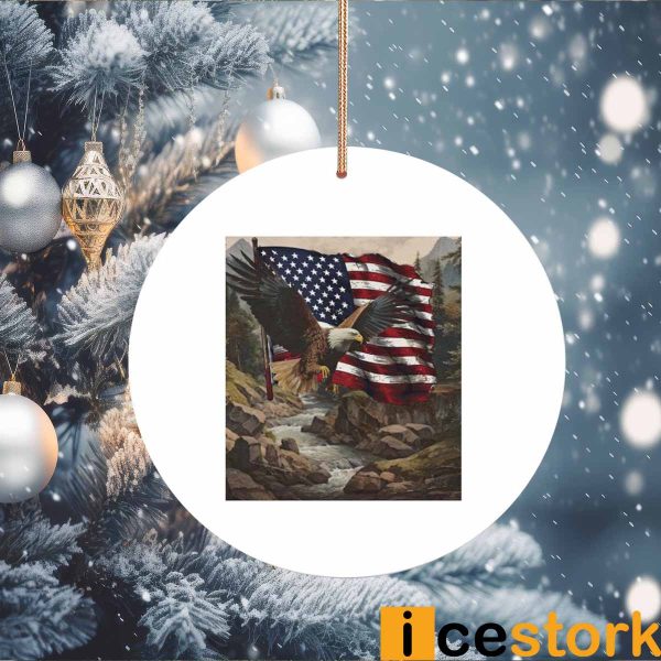 American Landscape Flag and Eagle Ornament