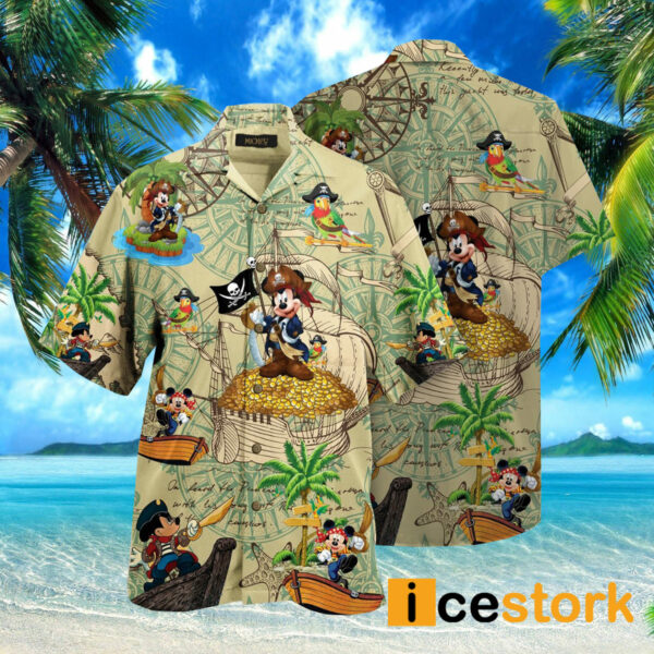 Beige Mickey And Mimi Hawaiian Shirt