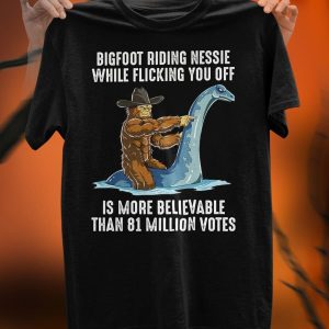 Bigfoot Riding Nessie T Shirt