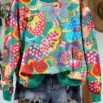 Casual Flower Contrast Print Sweatshirt