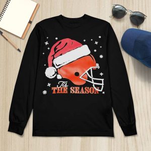 Cleveland Browns Helmet Santa Hat The Season Christmas Shirt