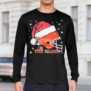 Cleveland Browns Helmet Santa Hat The Season Christmas Shirt