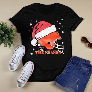 Cleveland Browns Helmet Santa Hat The Season Christmas Shirt