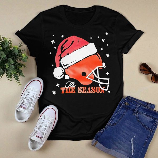 Browns Helmet Santa Hat The Season Christmas Shirt