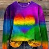 Colorful Heart LGBT Print Casual Sweatshirt