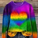 Colorful Heart LGBT Print Casual Sweatshirt