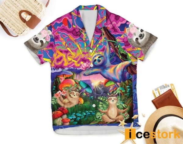 Colorful Psychedelic Sloth Hawaiian Shirt