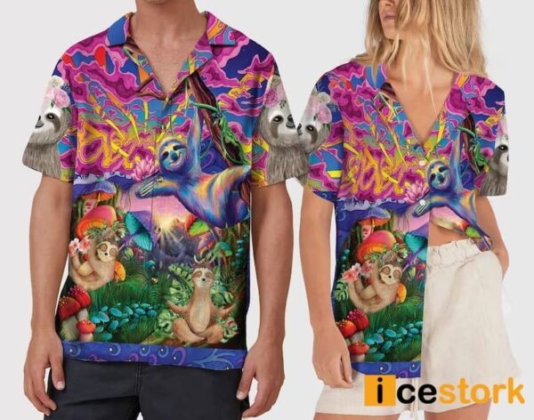 Colorful Psychedelic Sloth Hawaiian Shirt