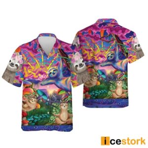 Colorful Psychedelic Sloth Hawaiian Shirt