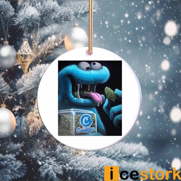 Cookie Monster Eat Weed Ornament