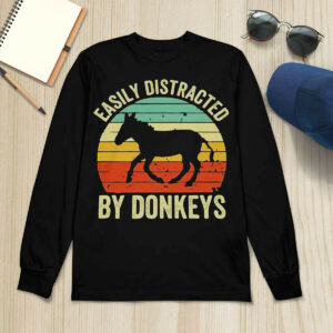 Easily distracted by donkeys retro classic shirt1