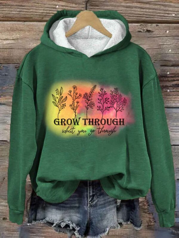 Grow Through What You Go Through Print Casual Sweatshirt