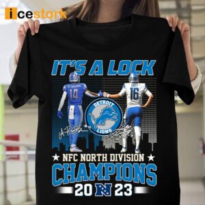 It's A Lock St Brown And Jared Goff 2023 NFC North Division Champions Signatures Shirt