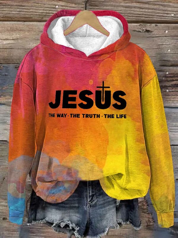 Jesus The Way The Truth The Life Faith Cross Casual Hoodie